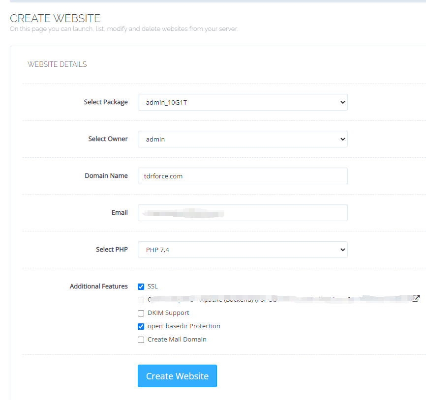 在新服务器上创建网站